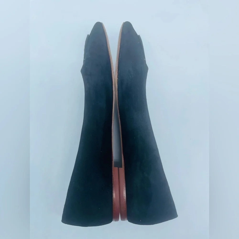 Tory Burch Black Suede Leather square toe Georgia ballet flats 8.5